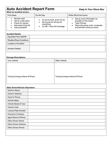 company vehicle accident report template